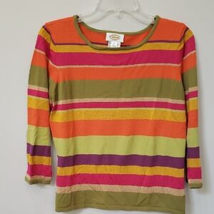 Talbots Multicolor Striped Knit Top Womens M Vintage Fall Aesthetic 70s Classic